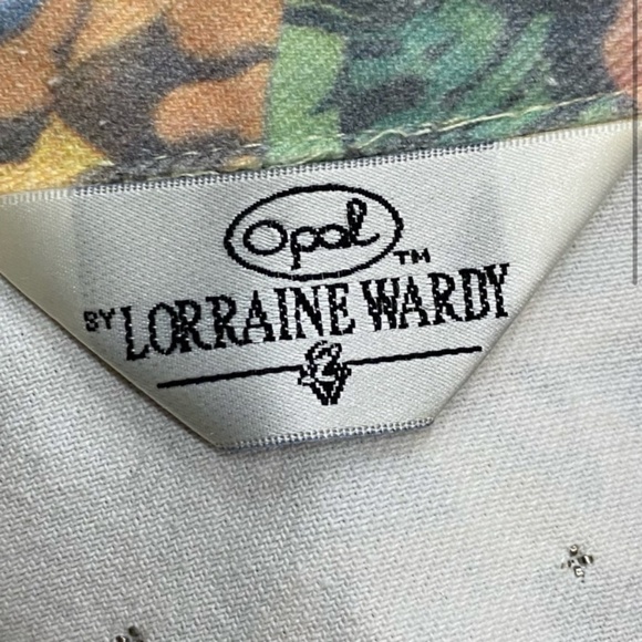 Vintage Opal By Lorraine Wardy Graphic Print Oversized Cropped Denim Jacket M - Picture 3 of 12